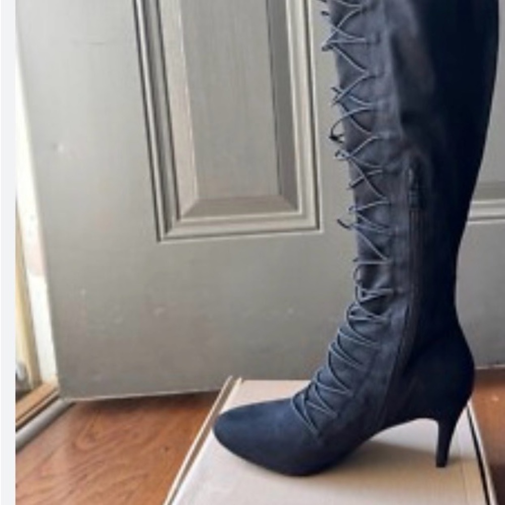 Women's Black Lace Up Over the Knee Boots